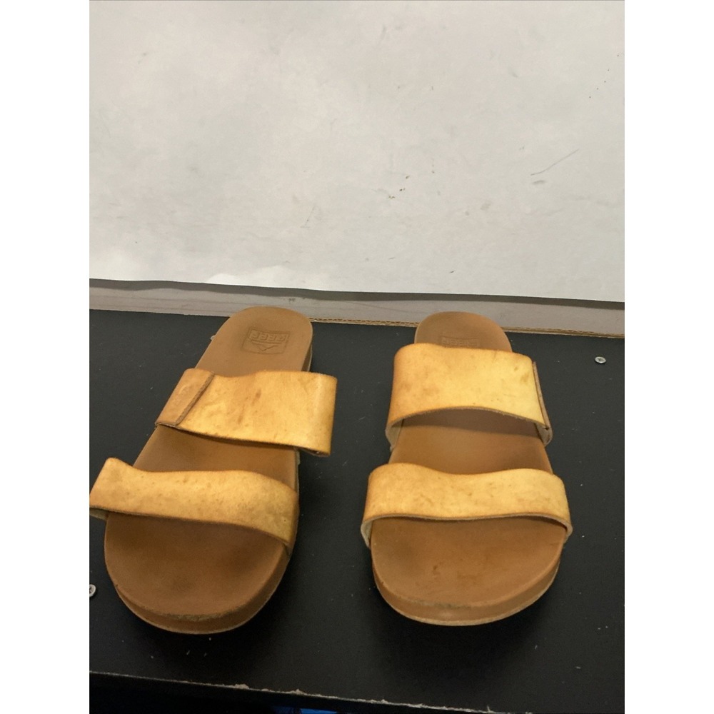 Reef Women's Cushion Vista  Higher Slides Sandals Natural Size 9 Stained DIRTY